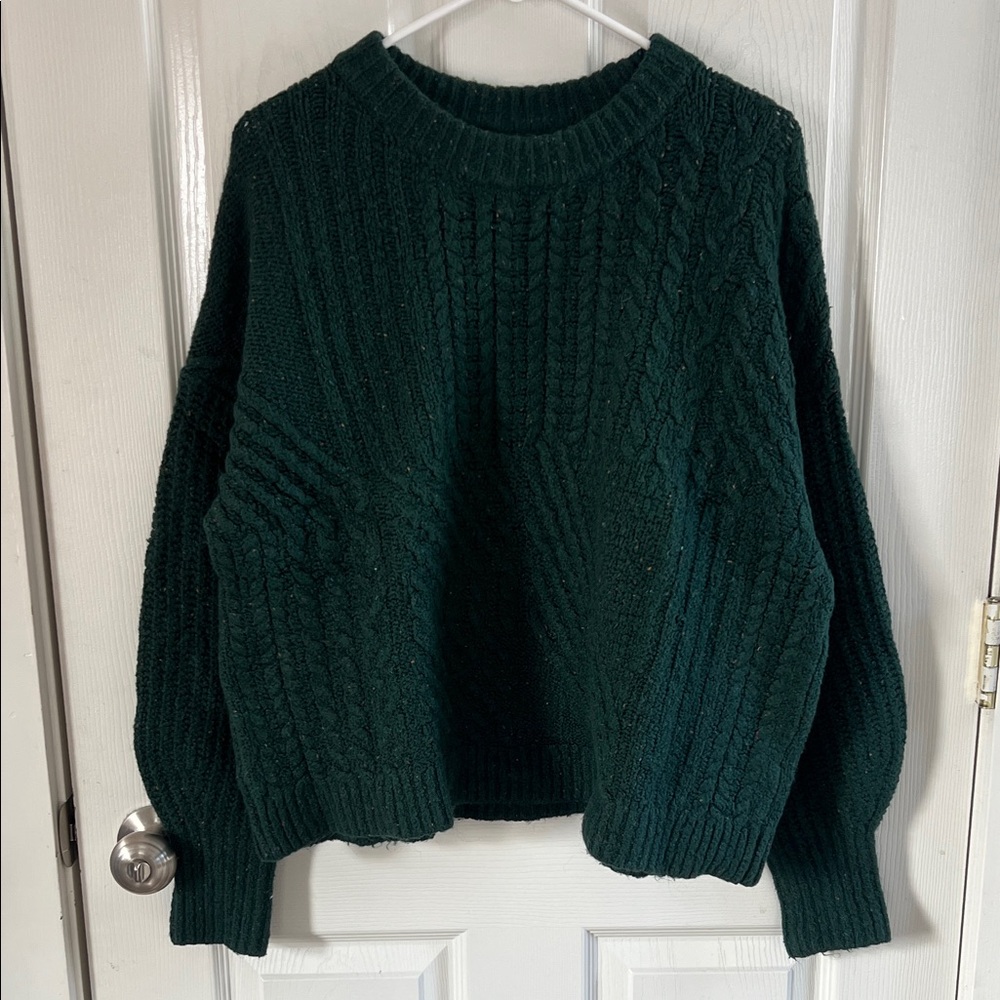 Old Navy Forest Green Colorful Marl Chunky Knit Boxy Sweater Size Medium